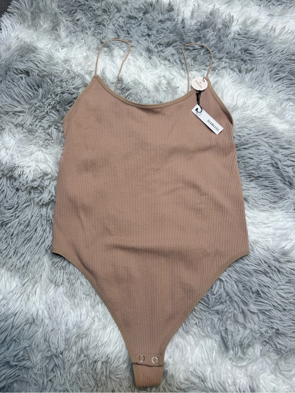 Forever 21 Ribbed Tan/Nude Spaghetti-Strap Bodysuit